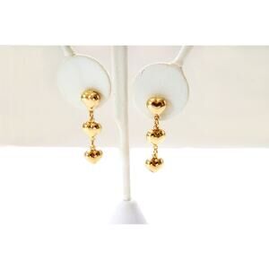 Vintage 3 Tier mirror polish Puffed Hearts Earrings/ 1.25" Drop 18K Gold Filled